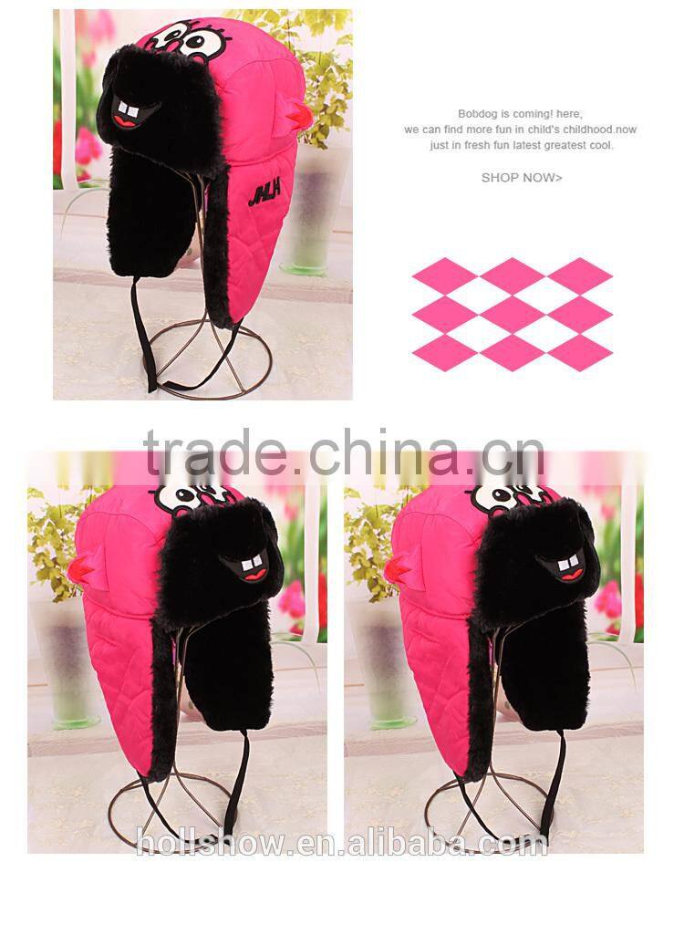 Autumn Winter New Fashion Cute Eyes Embroidery Children Kids Earflap Hat