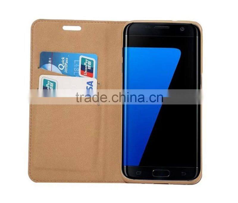 Premium PU Leather Snake Skin Pattern Card Pockets Case with Magnetic Flip Stand for Samsung S7 Edge, 5.5 inch