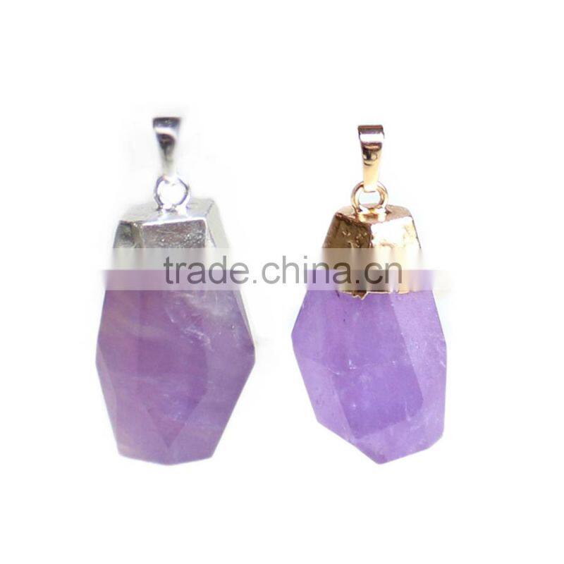 Pendant, PTP-A168 Natural Precious Gem Stone Facted Amethyst Gold Pendant Necklace, Fashion Pendant Jewelry Wholesale