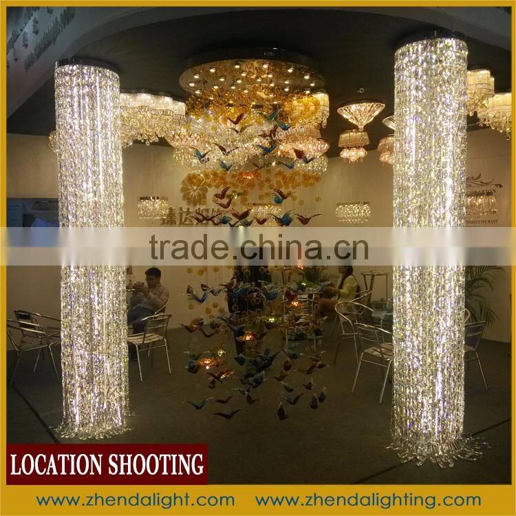 Empire Series Luxury pillar light chandelier with K9 Crystal and LED strip light chandelier for hotel
