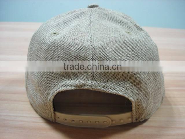 Custom logo embroidery linen hemp snapback hats with different types of snap back caps