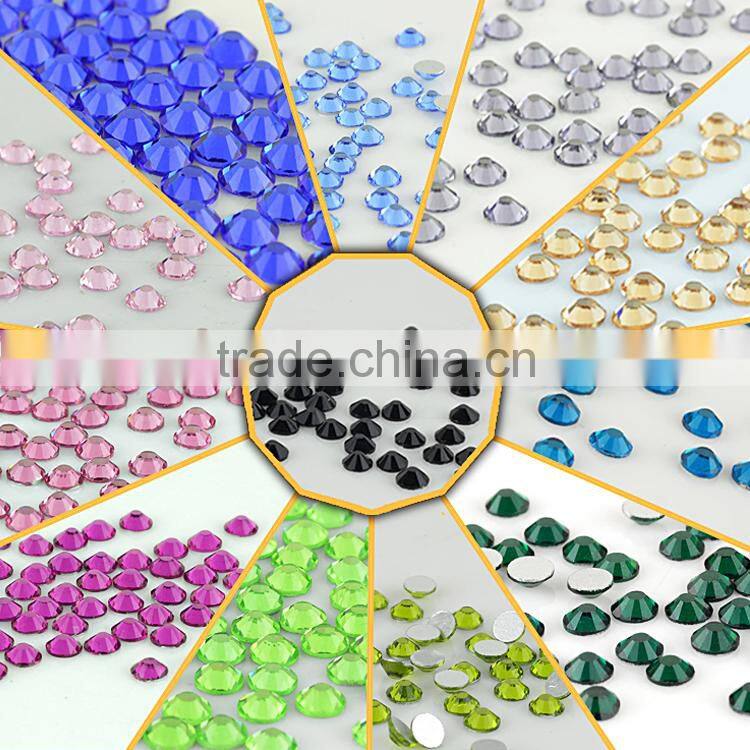 High quality crystal glass flatback loose round 14 facet cuts non hotfix rhinesotones for nail art decoration