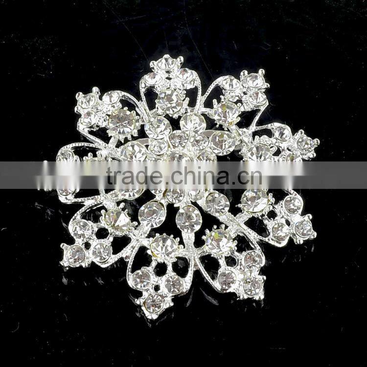 Wholesale Price Classic Zinc Alloy vintage snowflake rhinestone crystal strass brooch pins , Crystal rhinestone strass brooch