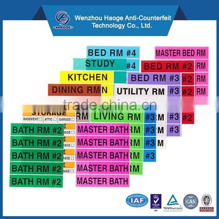 Paper Material Home Moving Label, Color Coding Labels, Storage Label