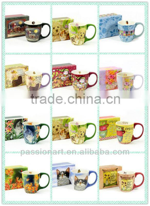 Spring Flower design Ceramic Travel Mug with coaster Ceramic Mug