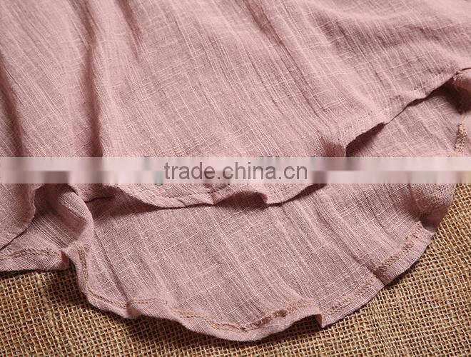 ladies' cotton linen shirt solid color bamboo fabric blouse long sleeve top