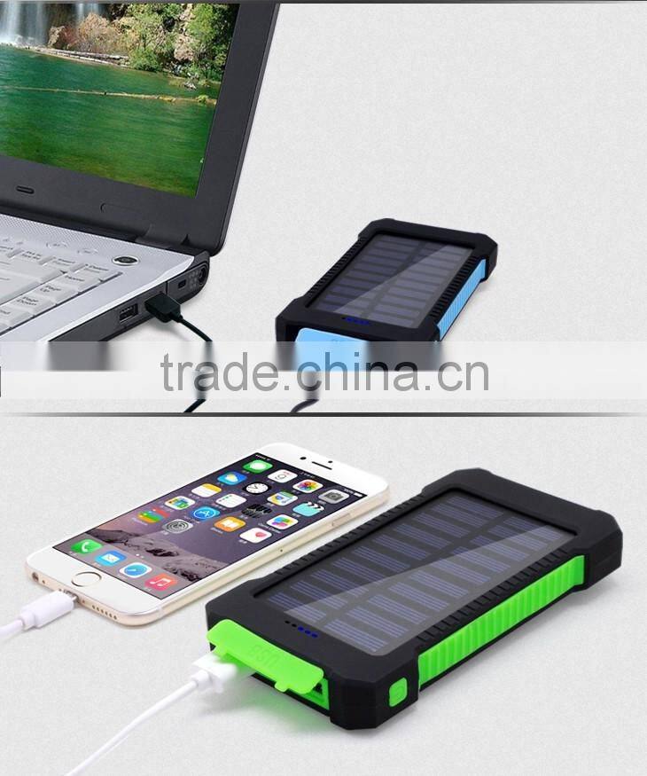 outdoor waterproof 8000mah high capacity Multi-purpose mobile phone powerbank solar charger for cell phone