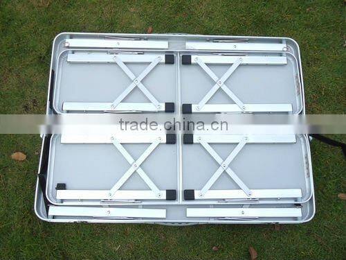 Outdoor Aluminum Portable Garden picnic Table with two long beach