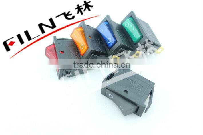 Button Red ON OFF Blue Waterproof Rocker Switch With Lamp