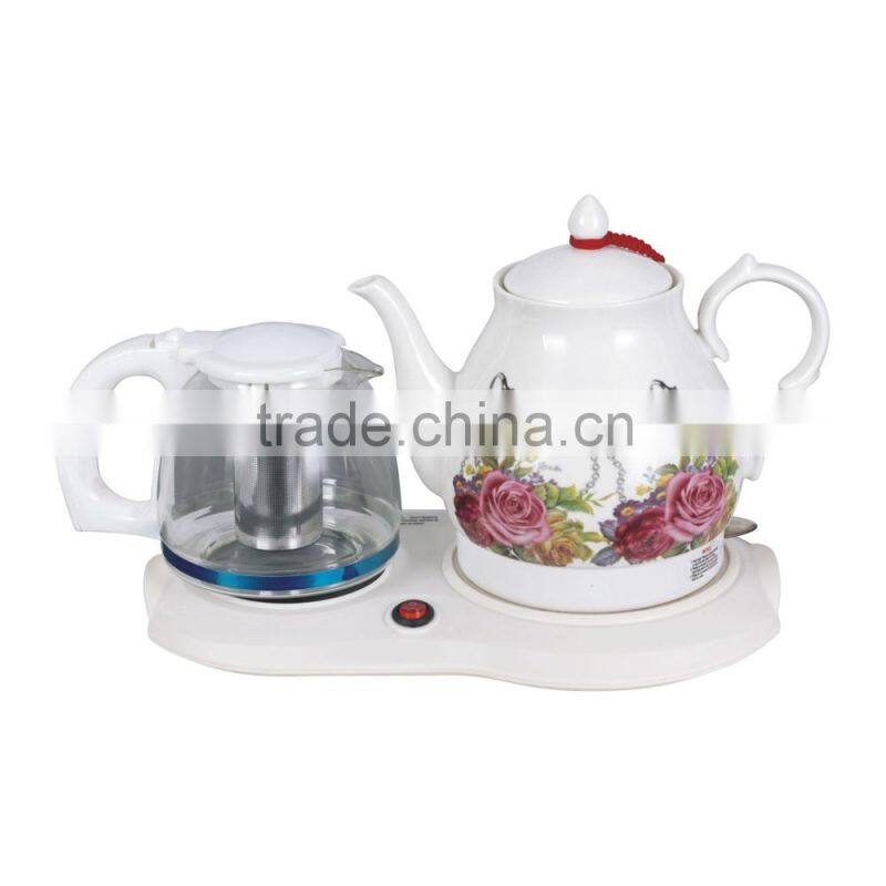 ceramic and glass material OEM hotel electric kettle set