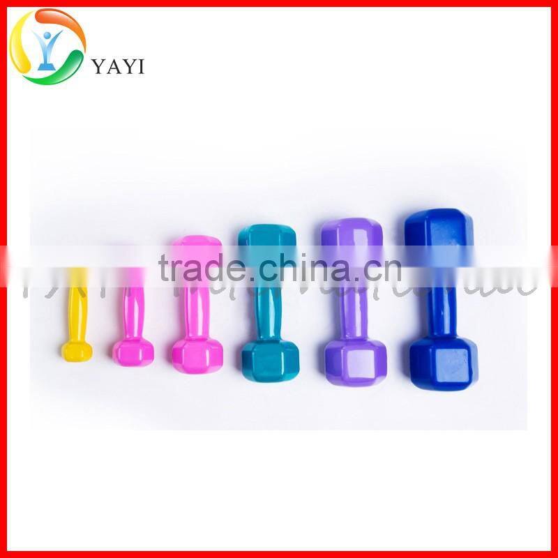 Gym Fitness Equipment Free Weight Vinyl Coated Hex Dumbbell