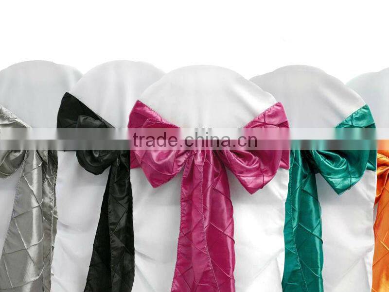 cheap colorful taffeta pintuck chair sashes for banquet/ wedding