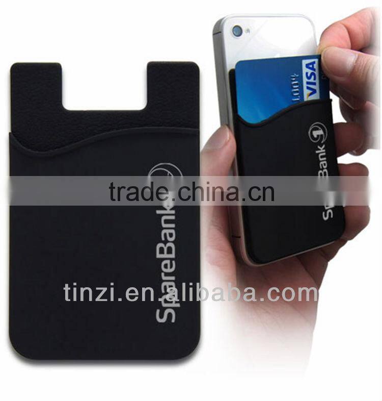 custom silicone smart card wallet 3m sticky cell phone card holder