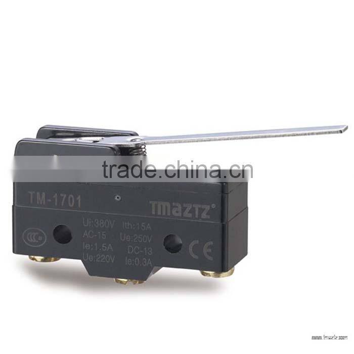 CE&RoHS ABS plastic 15A/250VAC Long steel wire lever type double micro switches model Z-15HW78-B