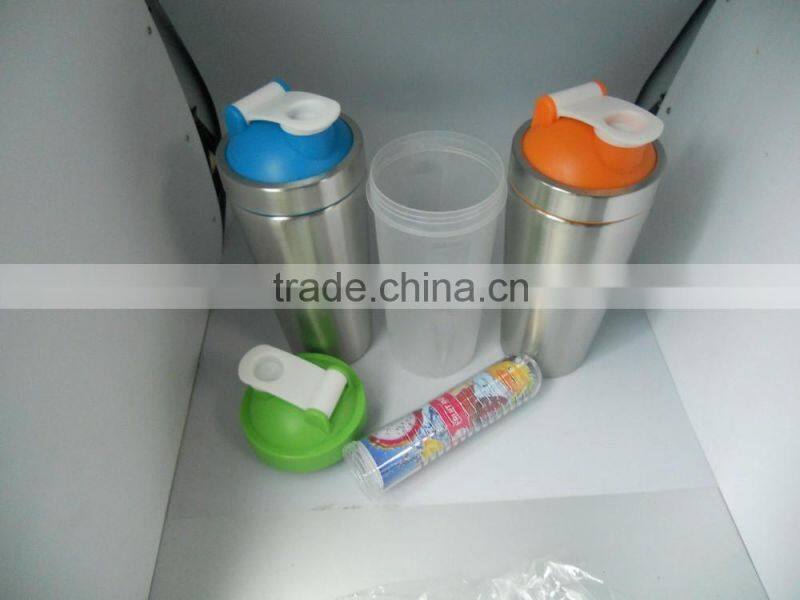 2016 New Design Stainless Steel Shaker Sport Cup Protein Powder Shaker