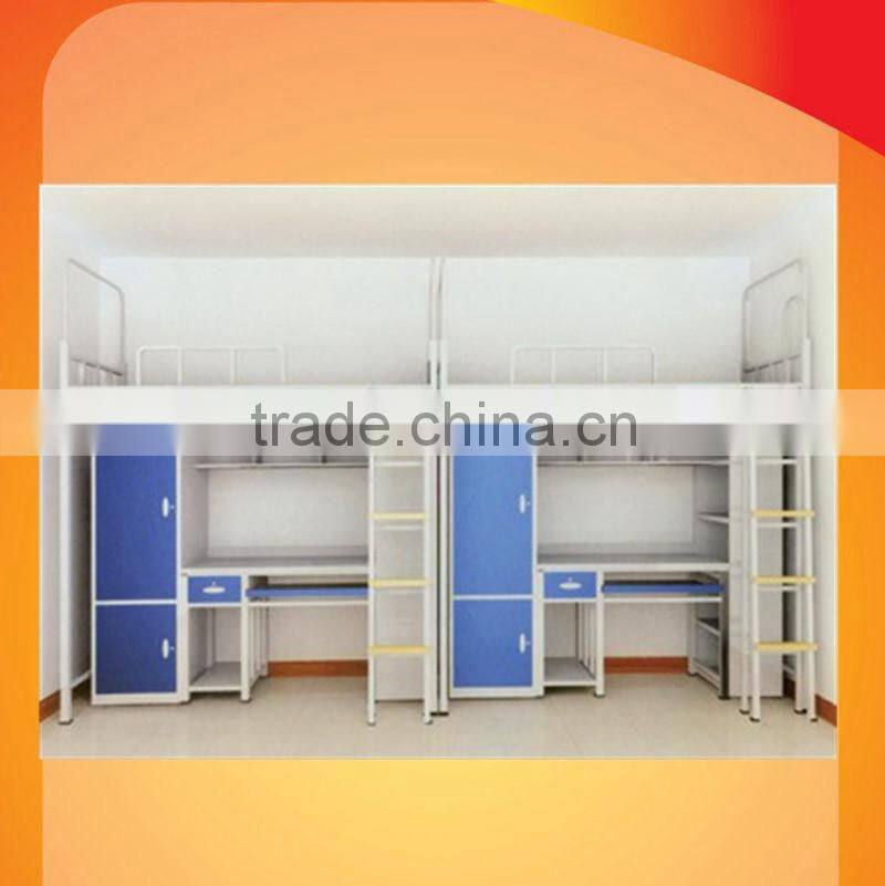 environment friendly college iron metal bunk bed with two ladders