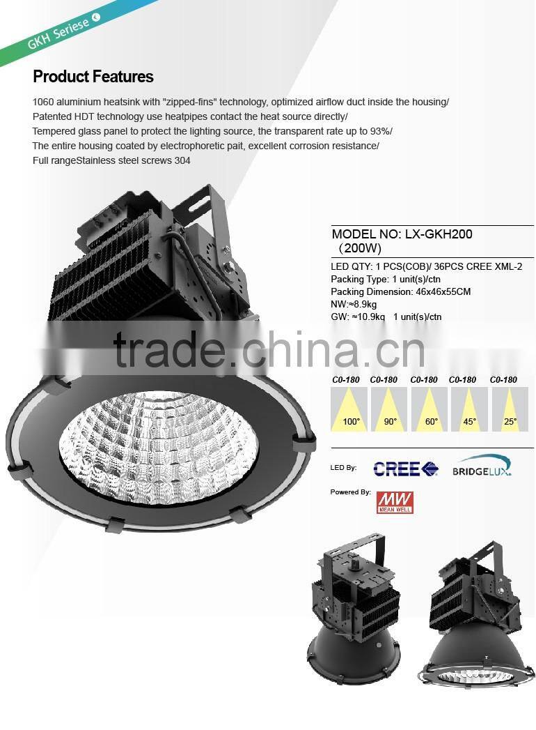 UL Approved #481383, Sports Lights, Copper Heat Pipe Design, Meanwell Driver, 5 Years Warranty, 200W LED Flood Light