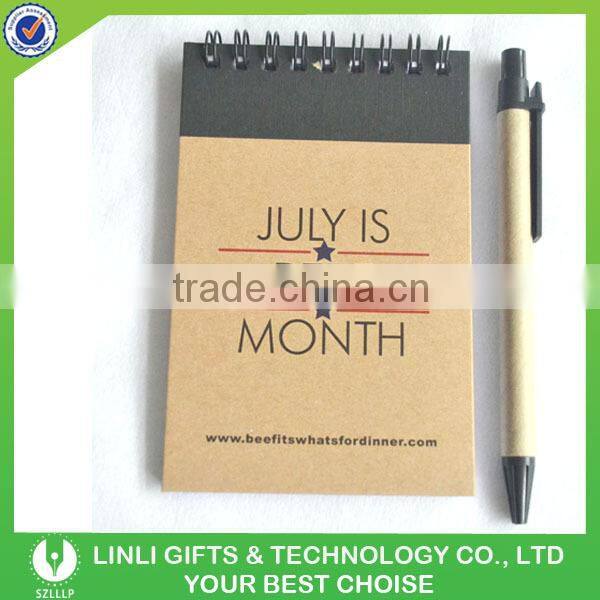 2016 fashion mini recycle notebook with ball pen