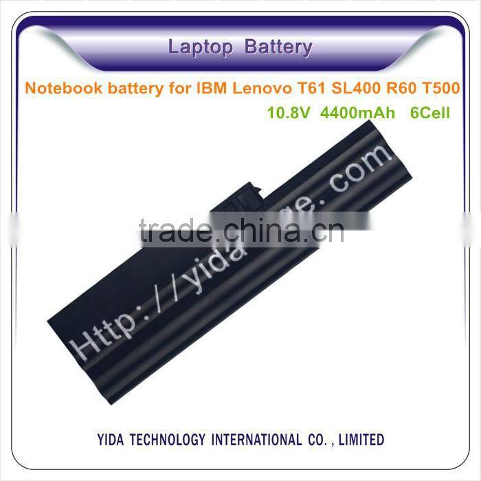 6 cells 4400mAh 10.8V replacement Laptop battery for IBM Lenovo T61 SL400 R60 T500