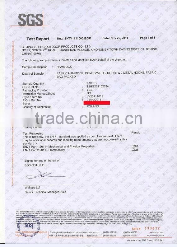 Double Person Outdoor Hanging Swing Camping Parachute Hammock