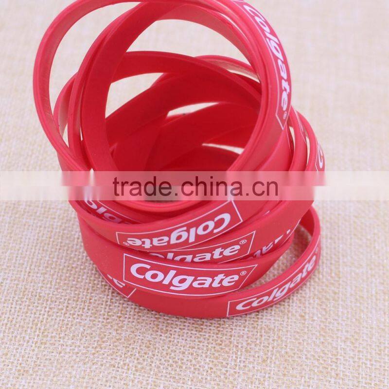 Custom personalized silicone wristbands/red rubber bracelet with printing logo