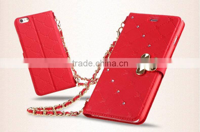 Wholesale Leather Case With Cute Cartoon Buckle, Mobile Phone Case With Hand Lanyard