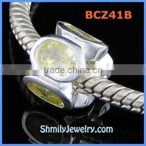 Wholesale Red CZ Rhinestone 925 Sterling Silver Spacer Beads BCZ40A