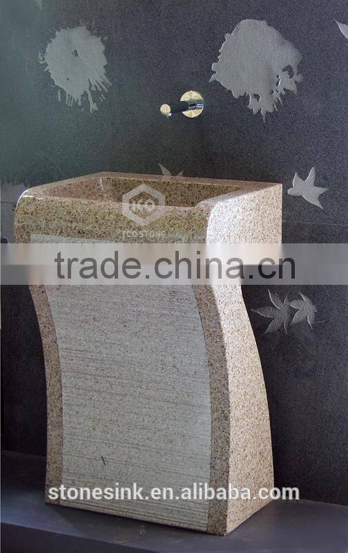 Classic style natural stone garden pedestal sink