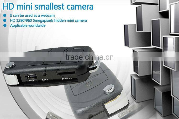 hd 5mp 1280*960 30fps mini dv dvr car key hidden camcorder with USB interface longtime recording support insert 16G TF card