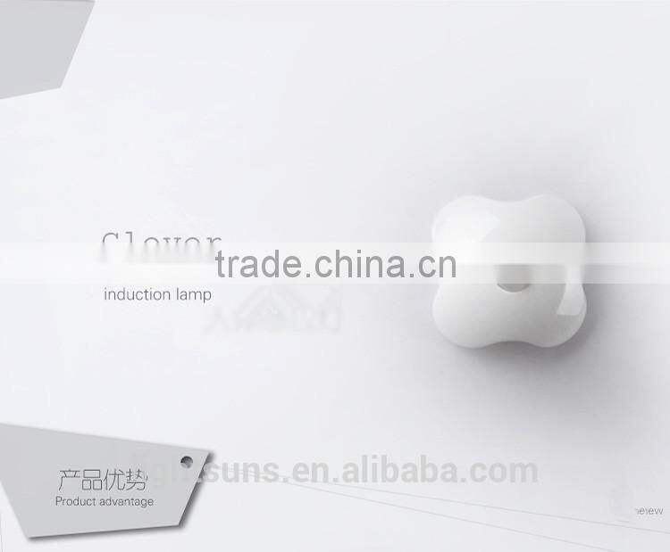 2015 New Design Four Leaf Clover Shape High Brightness White Or Yellow Human Body Induction Lamp with 3M tape