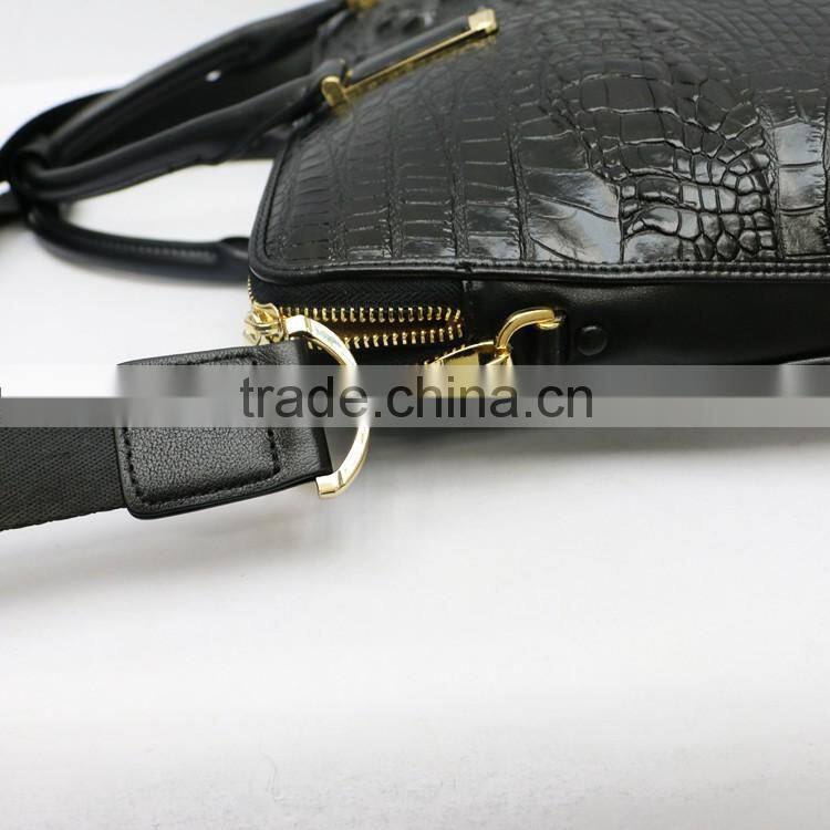New men's briefcase crocodile grain bag black PU leather briefcase