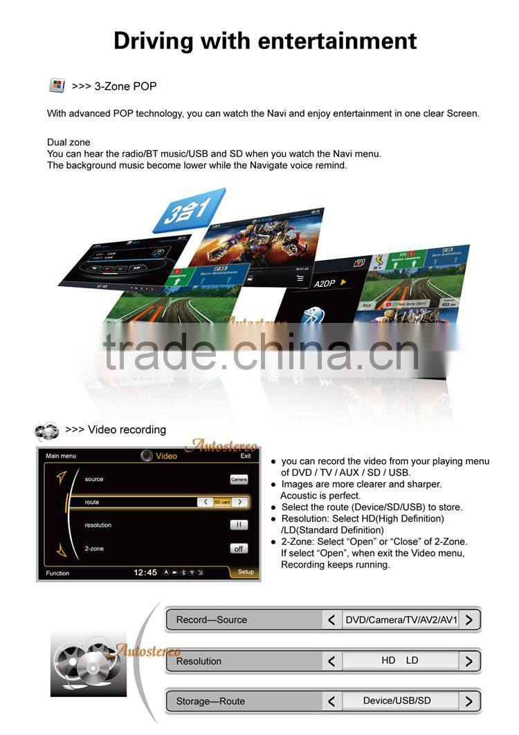 Autostereo Car DVD Player for Mercedes ML Class W164 GPS Navigation with Canbus,Ipod,BT,WIFI and Free Map Car Multimedia System