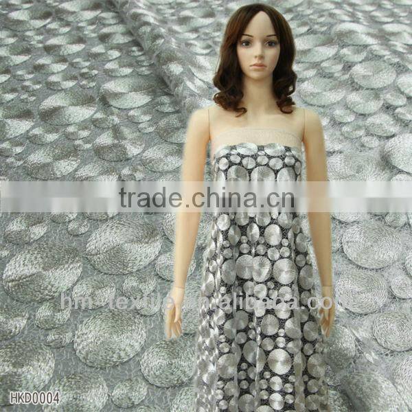 Silver Metallic Different Size Circle Array Designs Cord Embroidery Fabric For Evening Dress High Quality Fills Net