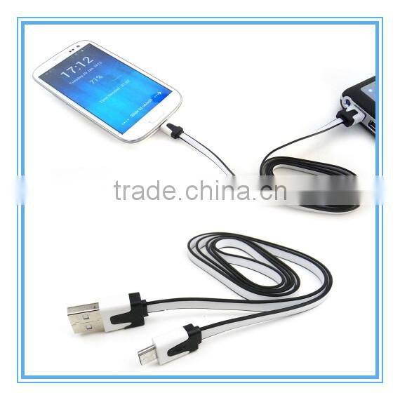 Hot Sale! Flat Colorful Micro USB Cable Data Charger Cable Cord for Samsung HTC LG Nokia