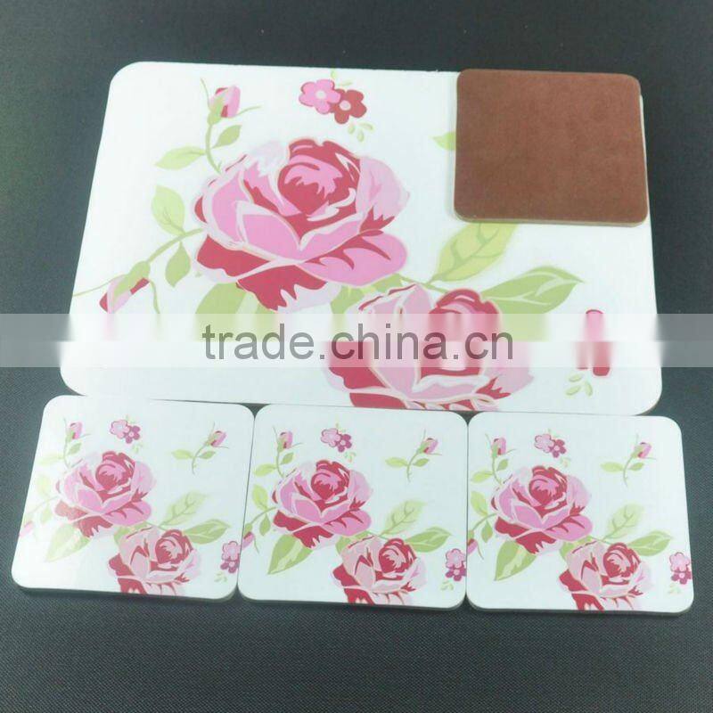 Hot sell MDF table mat with flock dusted paper