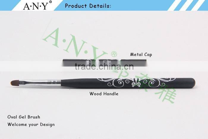 ANY Nail Art UV Gel Design Wood Handle Oval Nail Brushes Nylon Hair