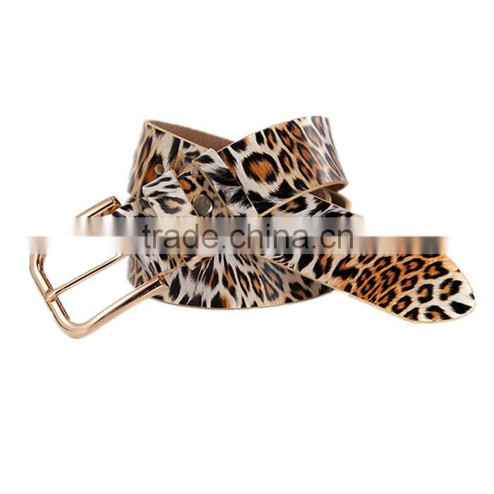 Women Clothes Accessory Western Luxury Cowhide Leather Leopard Belt