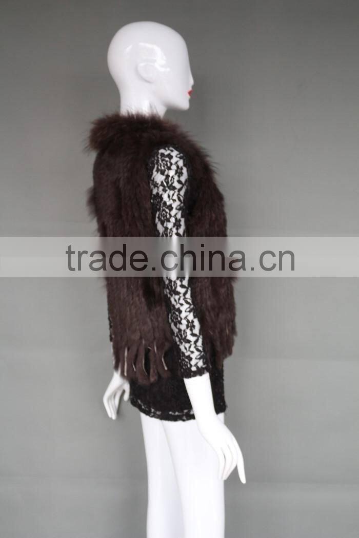 Fashion Knitted Poncho Pattern Rabbit Fur Vest Fashion Ladies Shawl
