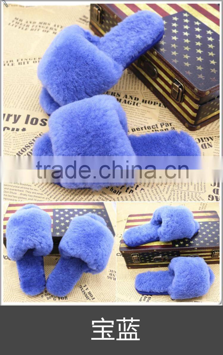 Wholesale Fashion Genuine rex rabbit Fur Slap on Real Fur Trim Shoes