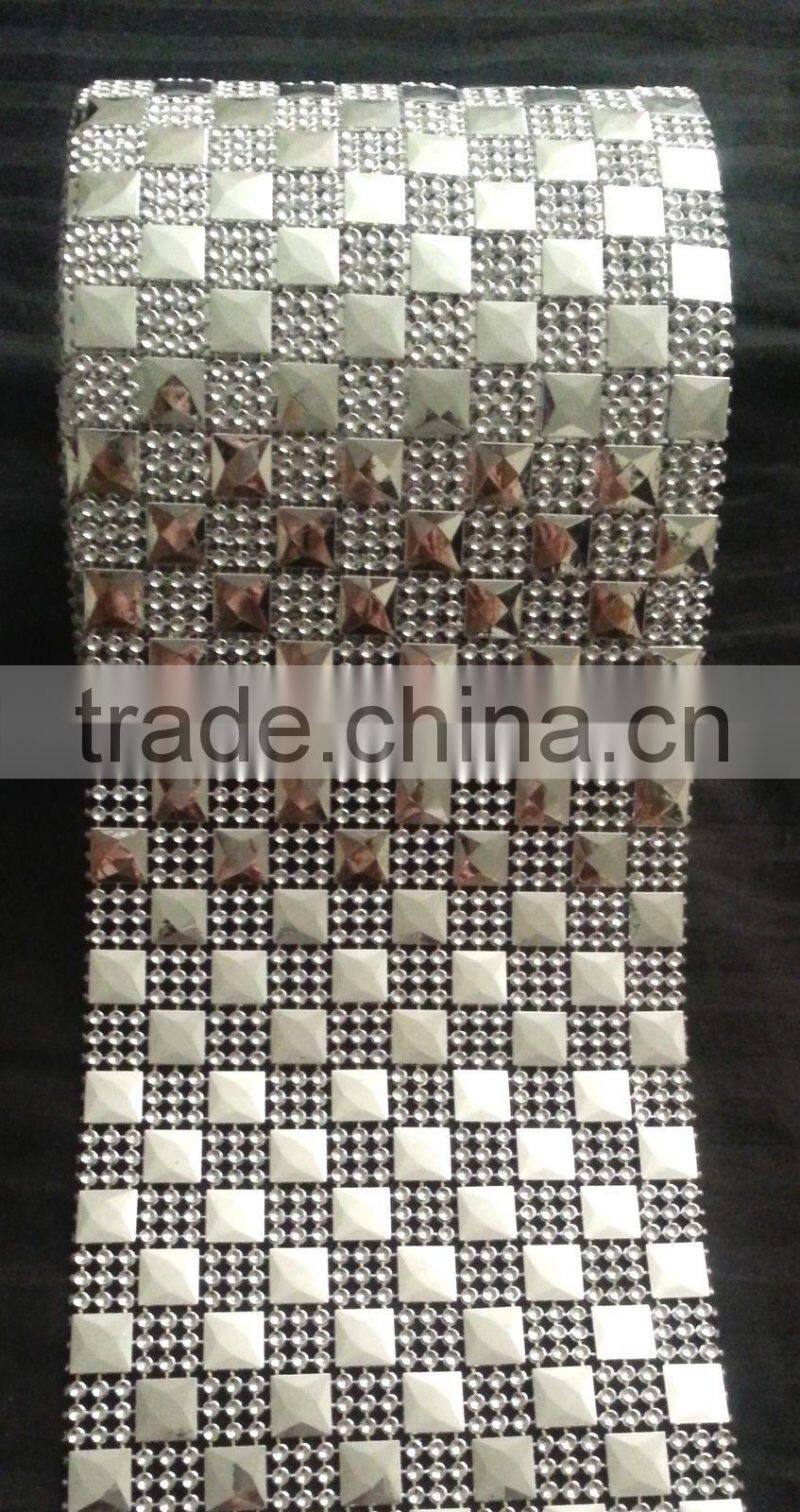 Gold Diamond Stud Mesh Wrap Roll Rhinestone Crystal Ribbon