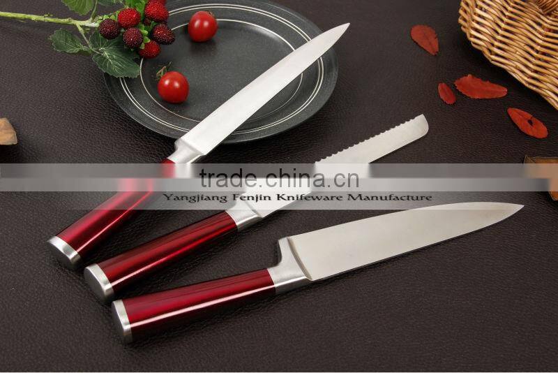 5-pcs Pearlized Apple Red Stainless Steel Hollow Handle Bread Knife Set