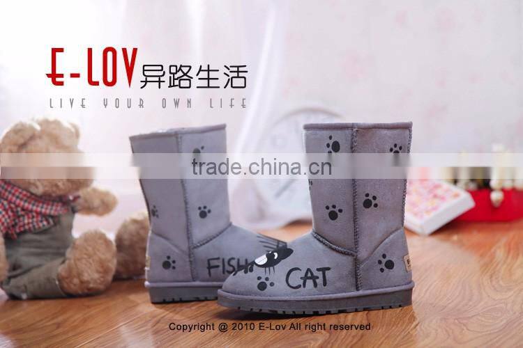 NO.U004G 2016 hot sales high quality and cheap brown woman boots with fur