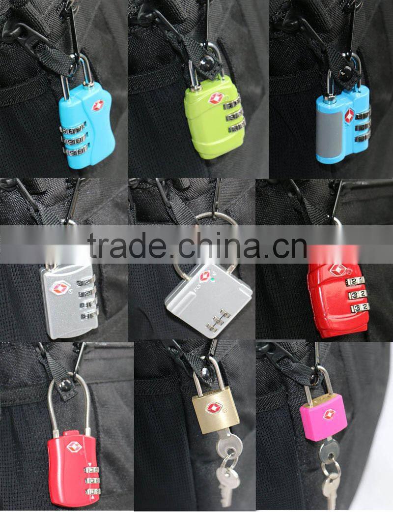 Travel luggage combination cable TSA lock, 3-dial combination TSA padlock,3 digital Combination TSA Lock