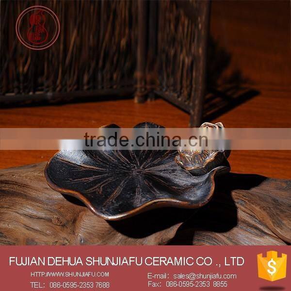 Chinese Antique Hand Made Lotus Shape Ceramic Incense Stick Holder