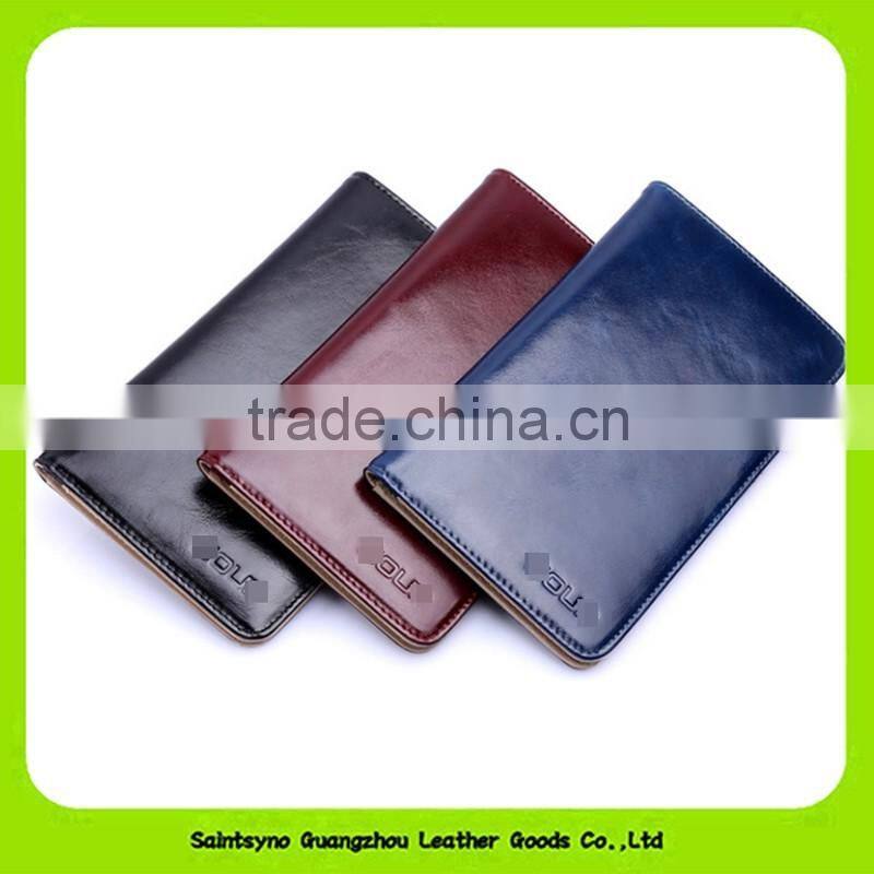 16227 Popular Multi-functional Wax Leather Passport Holder and Ticket Holder Leather Travel Wallet