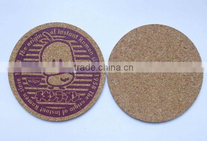 promotional advertising gifts silk-screen printing 2 colors logo cork coasters, round cork board cup coaster