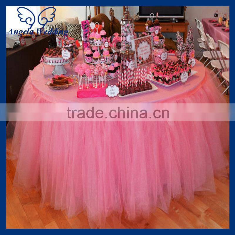 SK011C New arrival hot beautiful decorative bridal ruffled wedding ivory organza table skirt