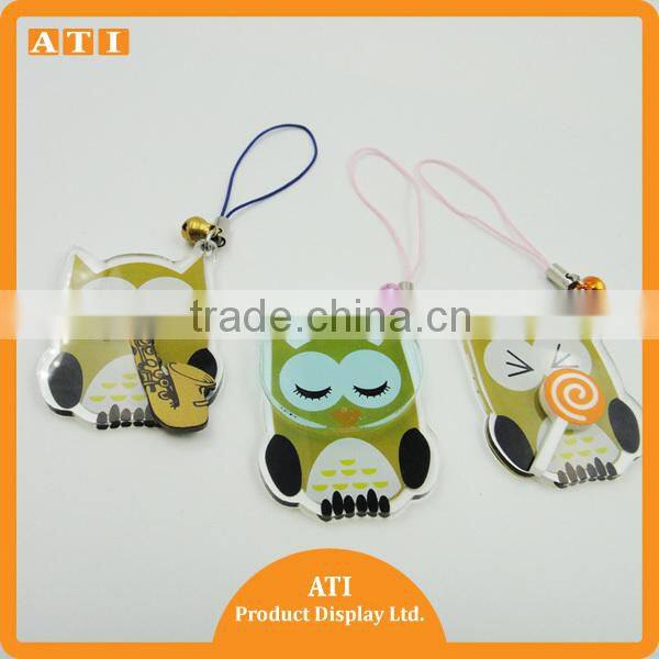 ATI OEM Qrade Wholesale clear plastic Owl custom printed acrylic keychain