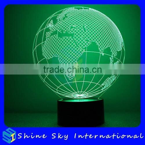 LED 7 Colors Flashing Night Light Globe Shaped Desk Light 1.5W Energy Saving 3D Night Light