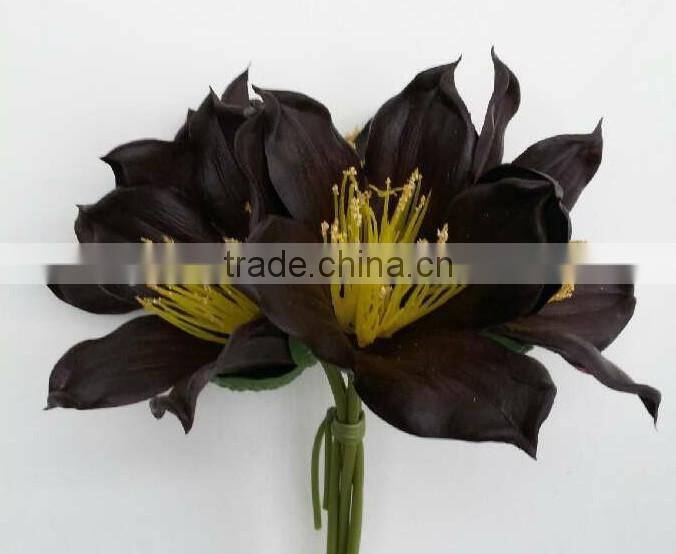 handmade white artificial bombax flower bouquet ,pu 5 head common bombax for decor